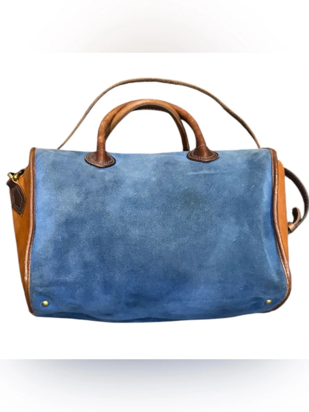Vintage 1937 Accessories Blue Suede Leather Doctor Satchel Bag